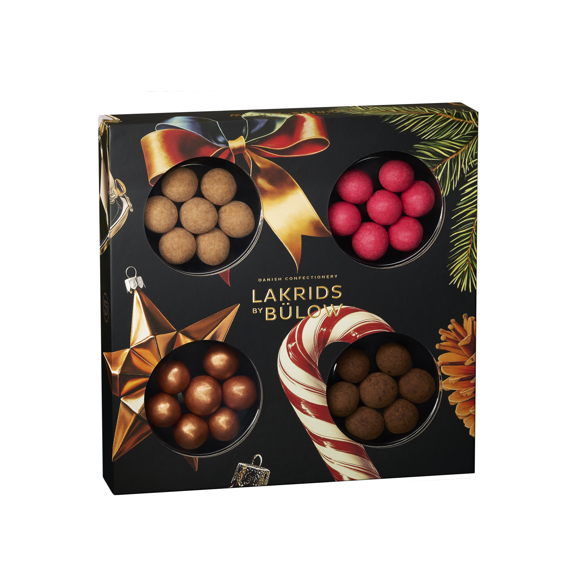 The Lakrids by Bülow Candy Winter Collection 4 Flavor Selection Box (12.3 oz) offers chocolate-coated Danish licorice in four seasonal varieties, beautifully packaged for the holidays.