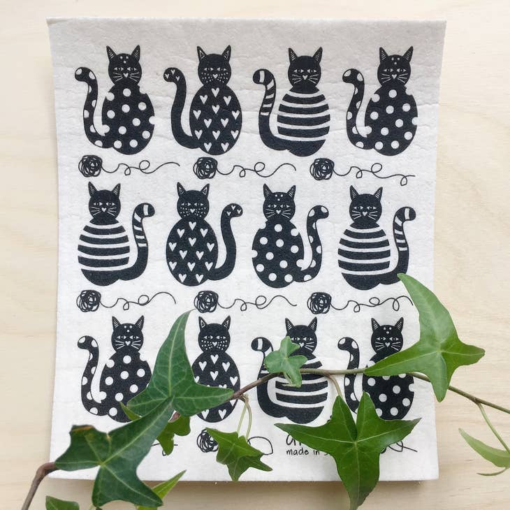 Gift Duo: Cats 1 Tea Towel + 1 Dish Cloth