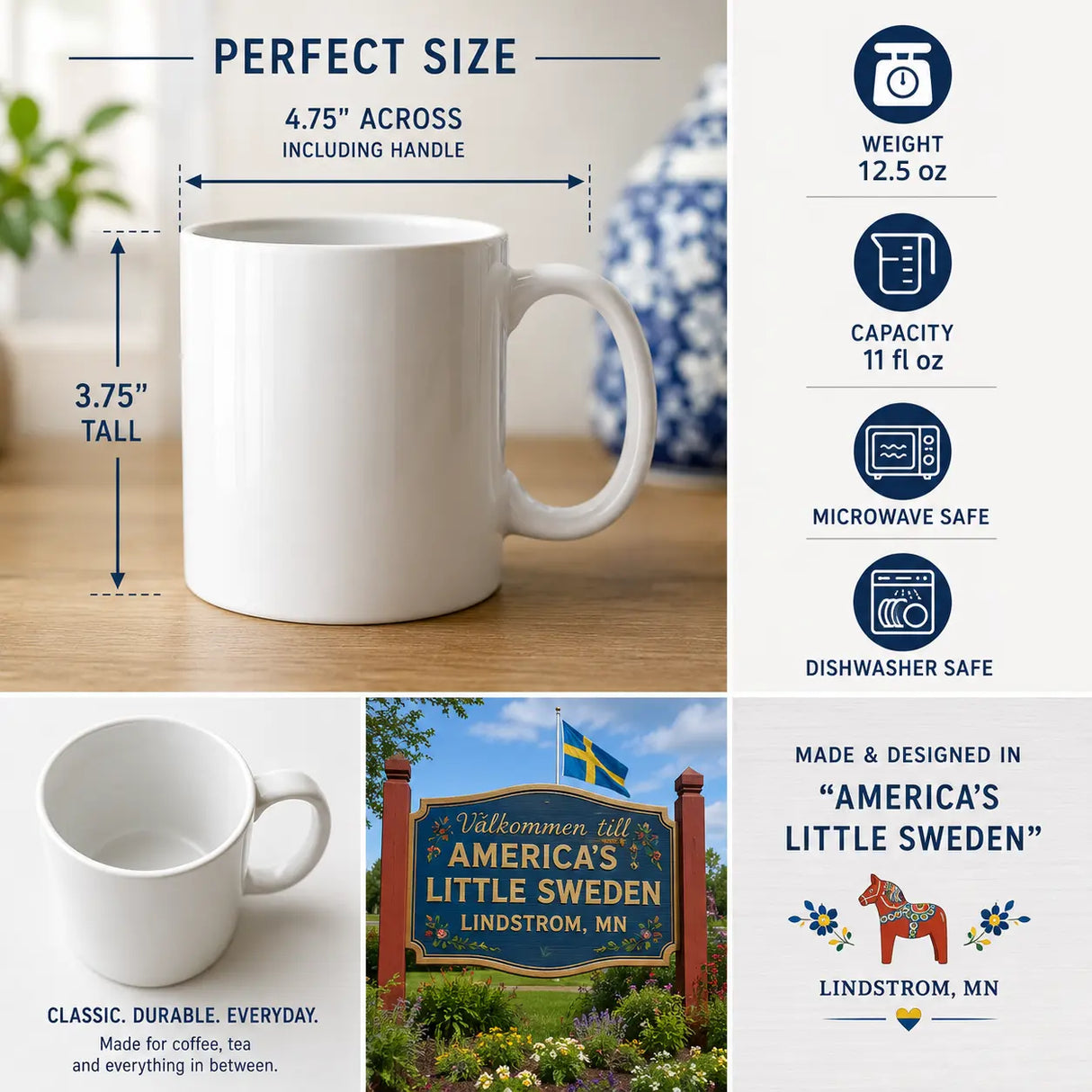 Mug: "Var så god" Welcome with Swedish Flowers Coffee Mug (11oz)