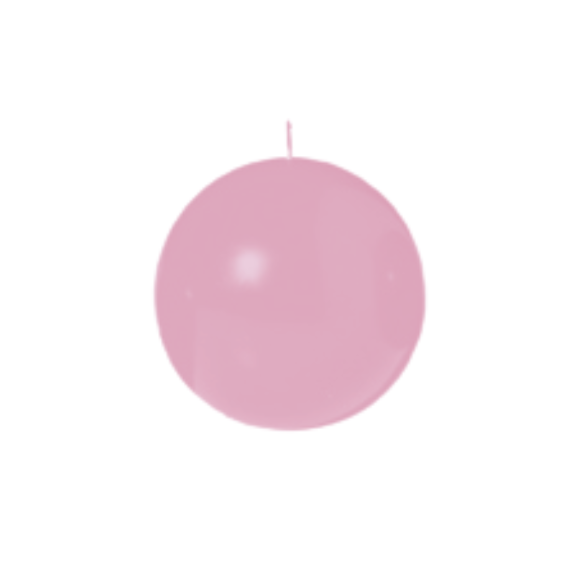 The Dusty Rose Ball Candle, 2.5" diameter, features a round pink design with a visible wick—ideal as an elegant decorative or unscented candle, set against a plain white background.