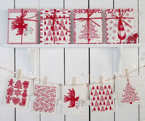 Swedish Dishcloth - Scandi Tree - Red
