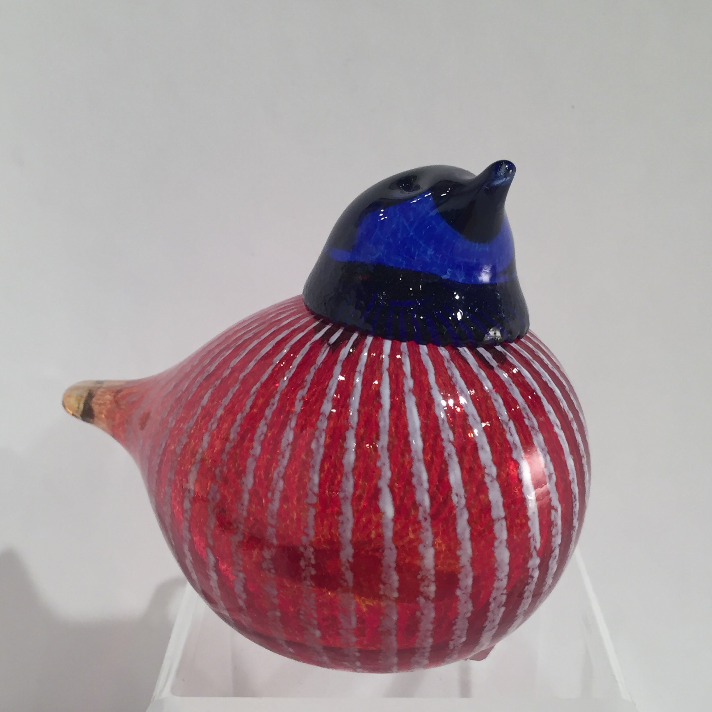 Figurine: Glass Willow Bird Red/Blue Bianco Blue