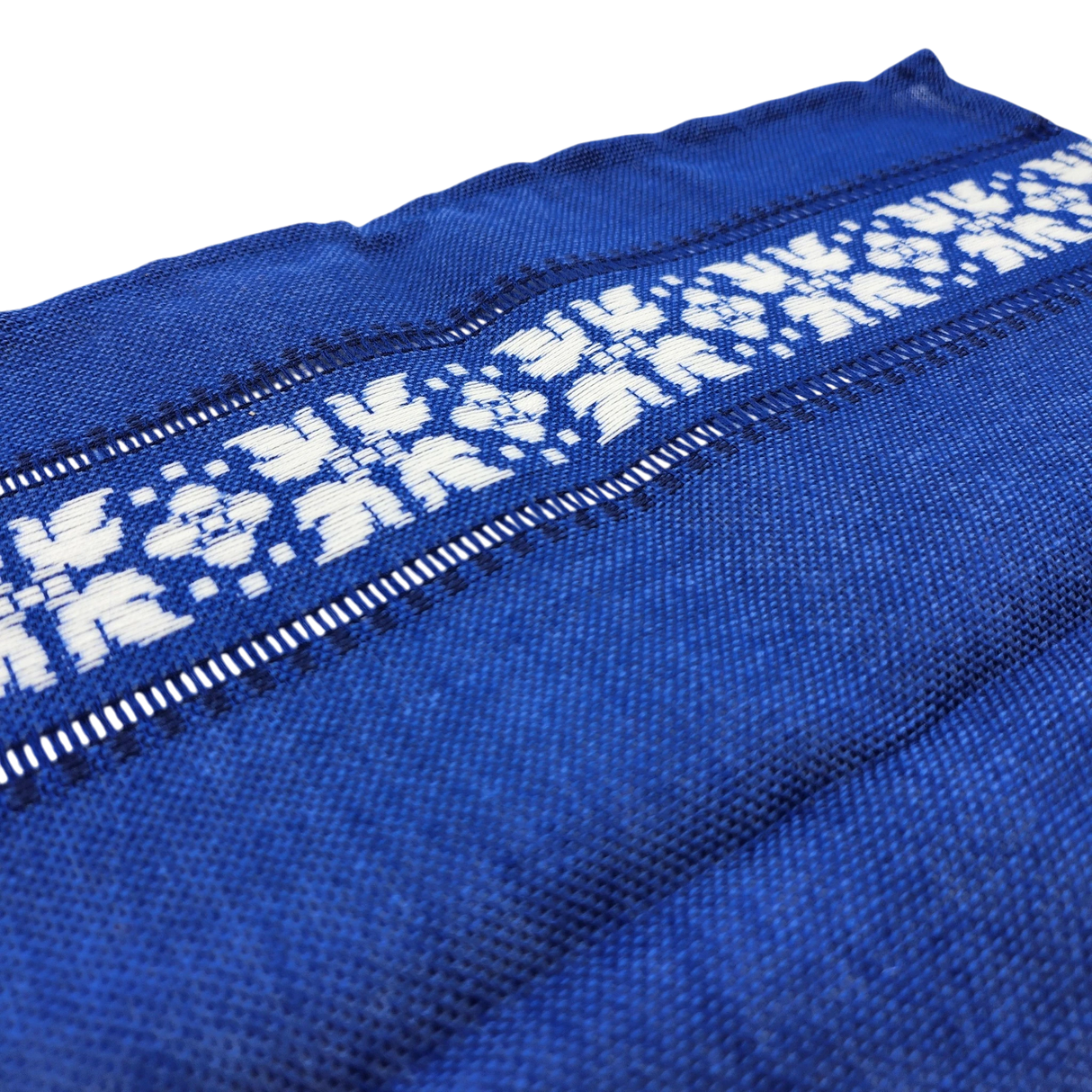 Runner: Royal Blue and White Woven Table Runner Made in Sweden 17" x 56"