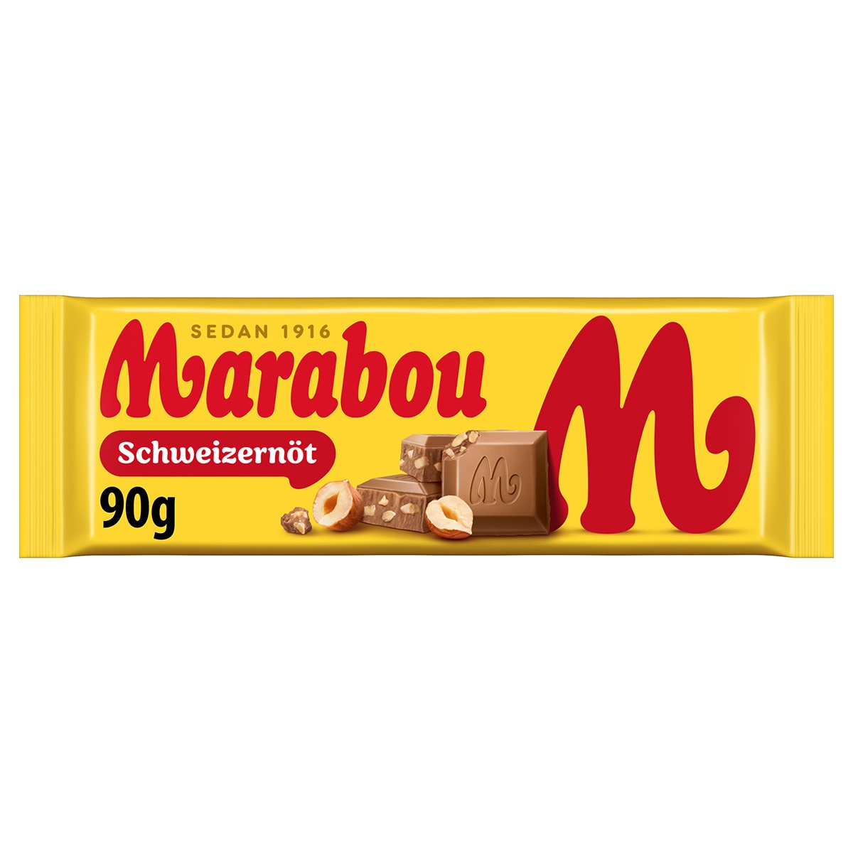 Candy: Marabou - "Schweizernot" - Milk Chocolate Candy Bar with Hazelnuts - (3.17oz/90g) Made in Sweden