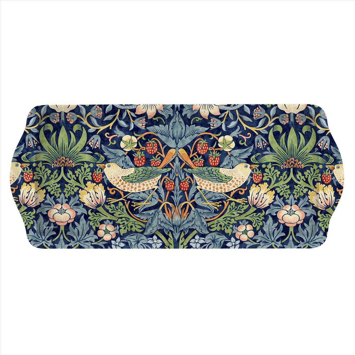 Tray: Strawberry Thief Melamine Tray - Blue by William Morris Sandwich or Almond Cake Tray