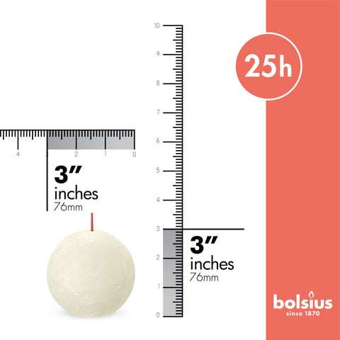 Candle: Fresh Olive Rustic 3" Ball Candles - Unscented - Natural - Eco-Friendly - Plant-Based Wax -