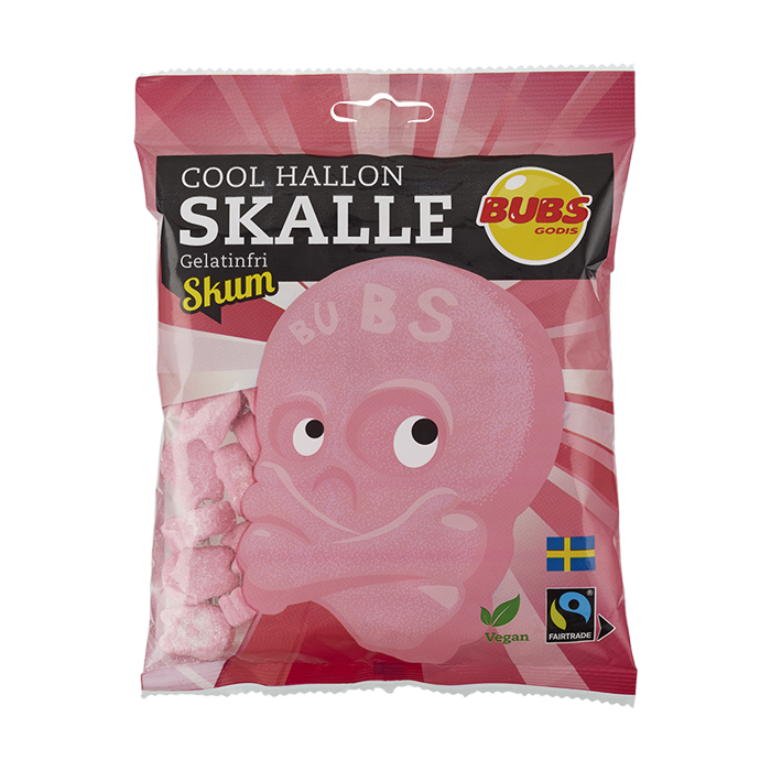 Candy: Bubs - Cool Hallon Skalle, Sour Raspberry Skull Foam (90g)