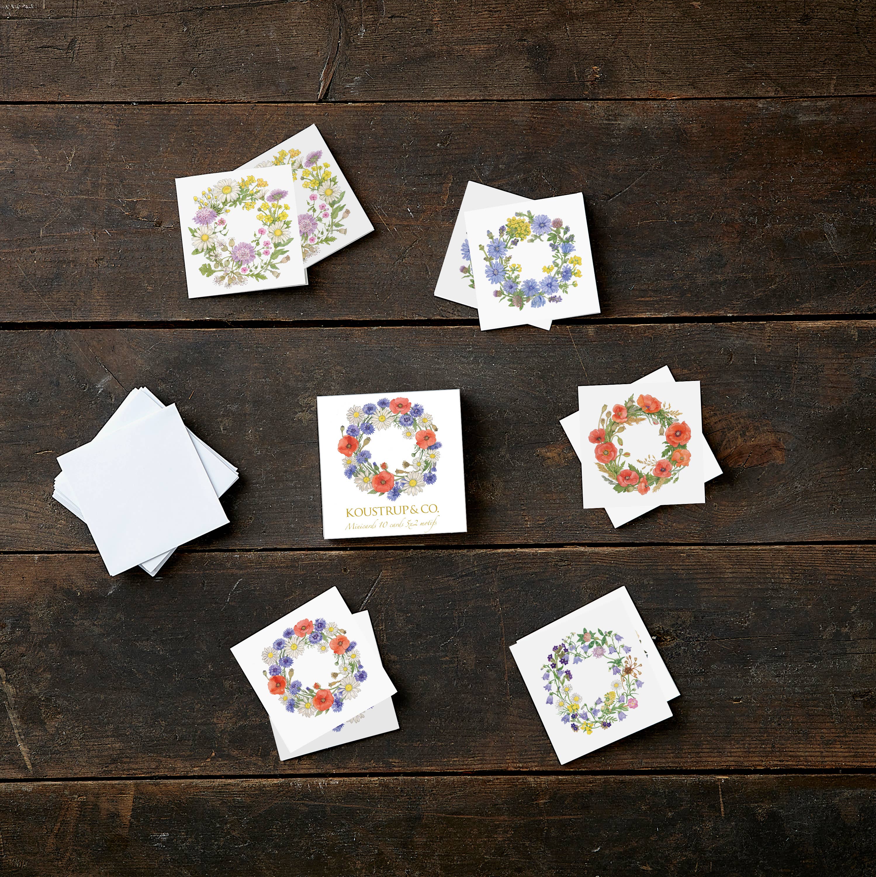 Card Pack: SQUARE MINI CARDS - Summer wreaths