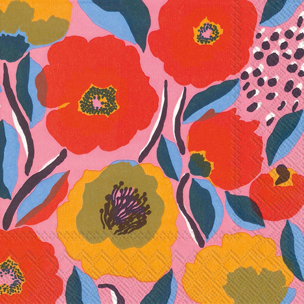Napkins: Marimekko Rosarium Rose Paper Cocktail Napkins Pack of 20 count 5x5 inches
