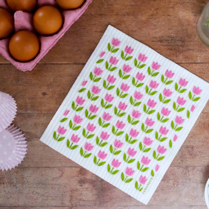 Dishcloth: Tulips Swedish Dish Cloth by Jangneus of Sweden 6.75" x 8"