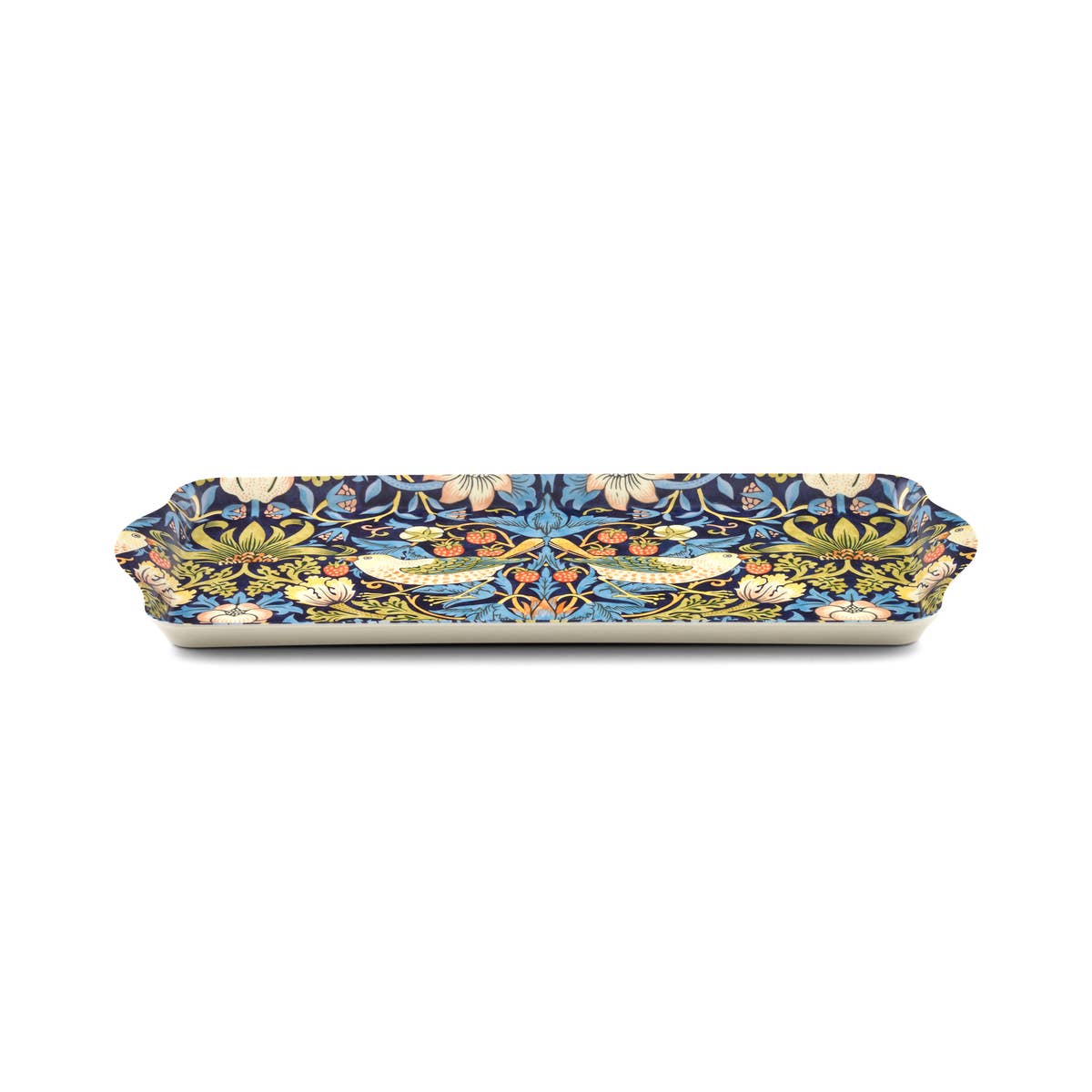 Tray: Strawberry Thief Melamine Tray - Blue by William Morris Sandwich or Almond Cake Tray