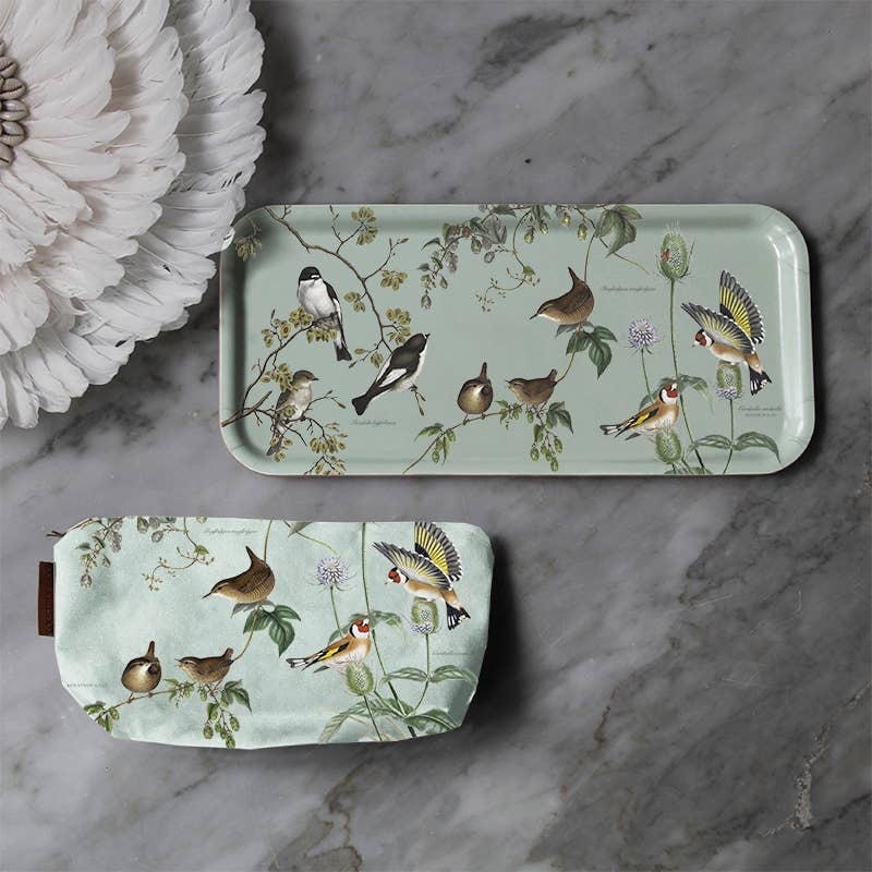 Tray: Garden Birds Nordic Birch Veneer Serving Tray 32x15 cm Rectangle Serving Tray
