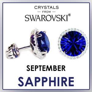 The Sapphire Blue Swarovski Crystal Handmade Silver Solitaire Stud Earrings feature hypoallergenic materials and Crystals from Swarovski. These stunning studs highlight sapphire as Septembers birthstone, making them a thoughtful gift.