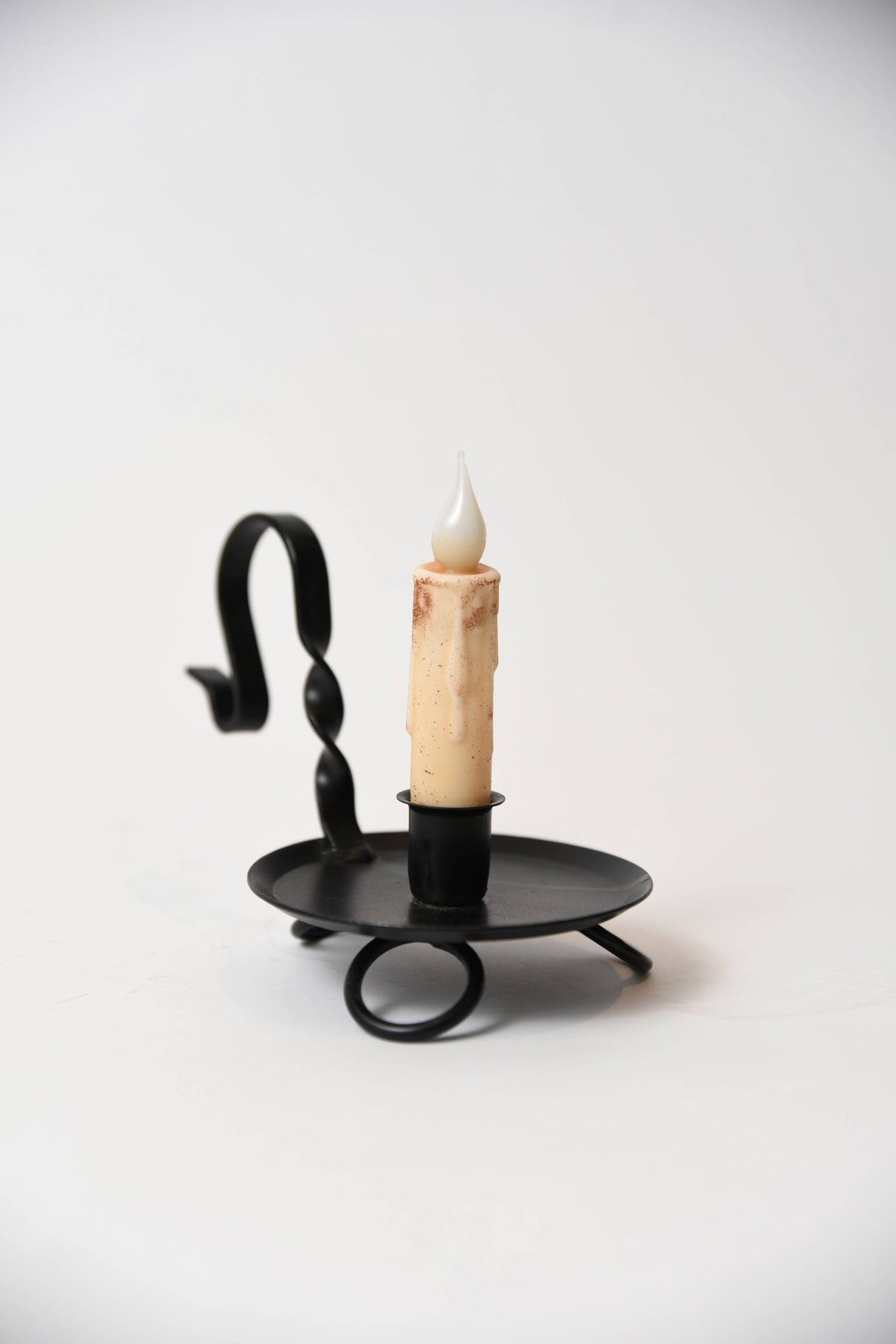 Candle Holder: Wrought Iron Raised Taper Candle Holder - Black 4.55" Diameter and 5" high