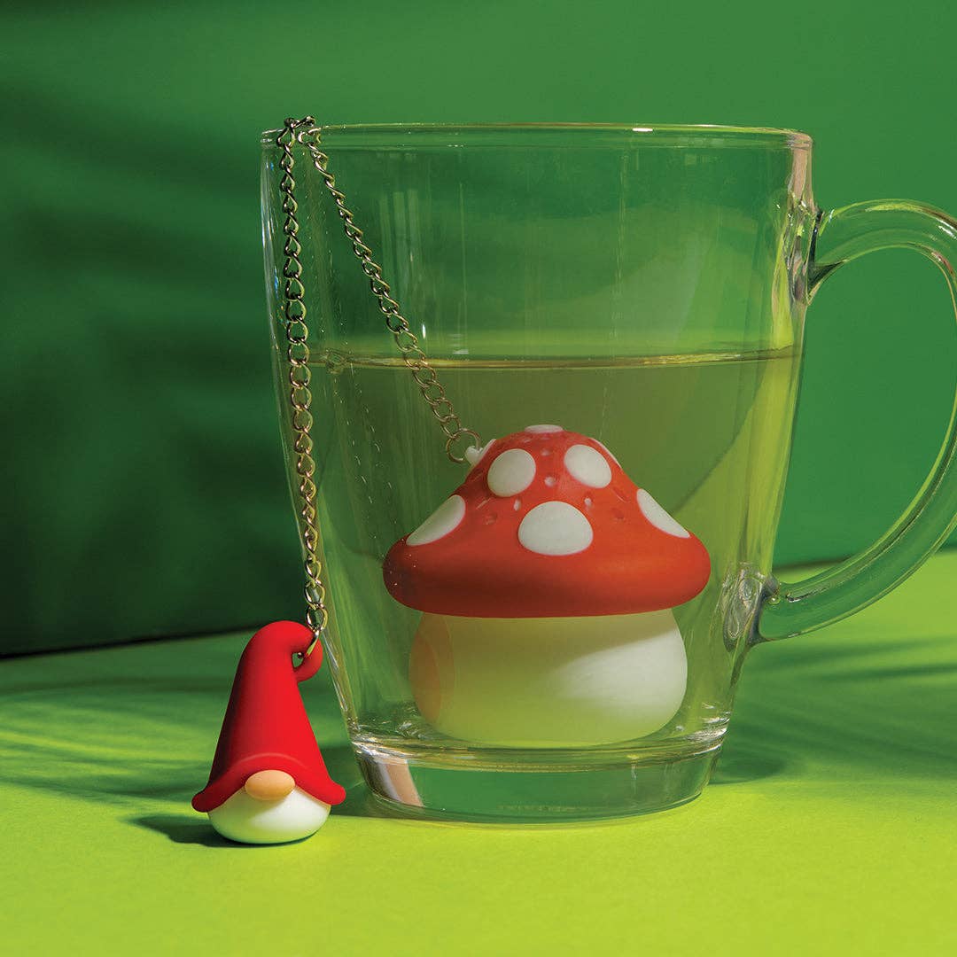 Tea Strainer: Enchan-Tea Loose Leaf Tea Strainer Diffusers - Silicone Mushroom Tea Holder & Gnome