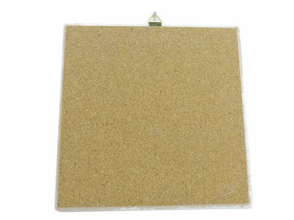 Tile: Scandinavian Lovebirds Folk-art Ceramic Tile Deluxe Plaque with Cork Back and Hanger 6.25"x6.25"