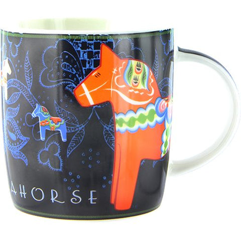 Mug: Sweden Dala Horse Dark Blue