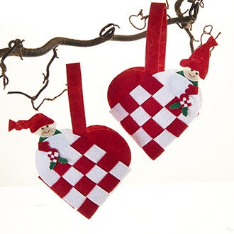 Ornament: Felt Heart Basket with Tomte