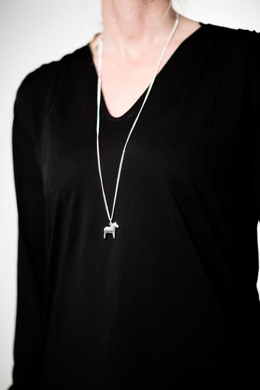 Necklace: Swedish Dala Horse Necklace by Anna Viktoria of Sweden Surgical Steel