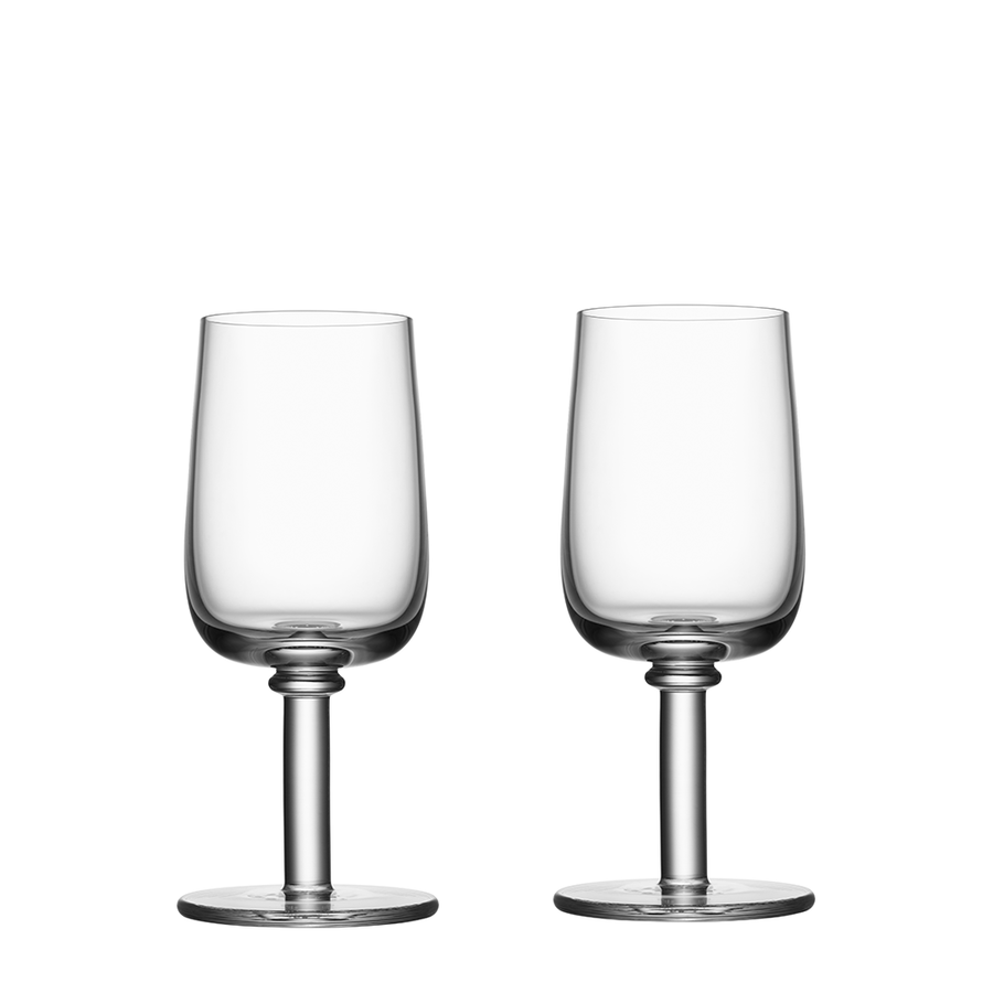 Two empty KostaBoda: Viva All Purpose Glass Medium 2-Pack wine glasses are placed side by side on a plain white background.