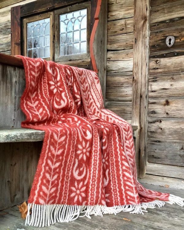 Blanket: Anno 1862, Red, Wool - Kerstin Landström Design