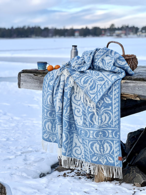 Blanket: Heidi, Blue, Wool - Kerstin Landström Design