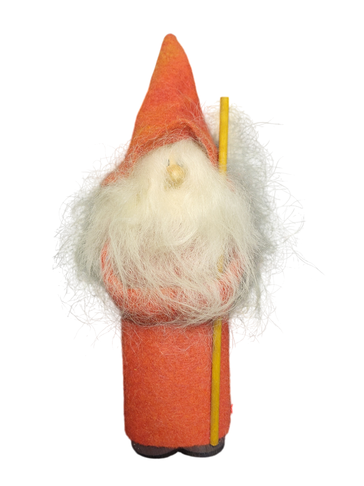 A small gnome figurine called "Figurine: Gnome with Tall Red Hat," featuring a long white beard and red hat, is perfect for adding unique holiday décor to your home.
