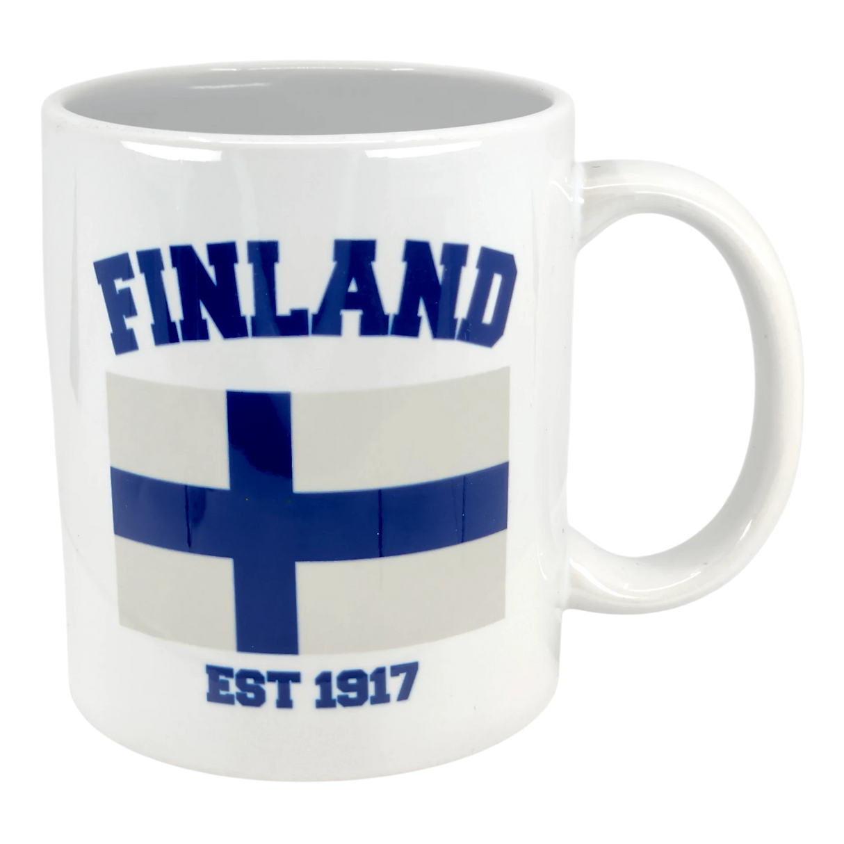 The Swedish Gift Store’s 11 oz Mug: Established Series Finland Flag Mug features a blue flag, "FINLAND" above, and "EST 1917" below—an ideal Finnish heritage gift for any Finland fan.