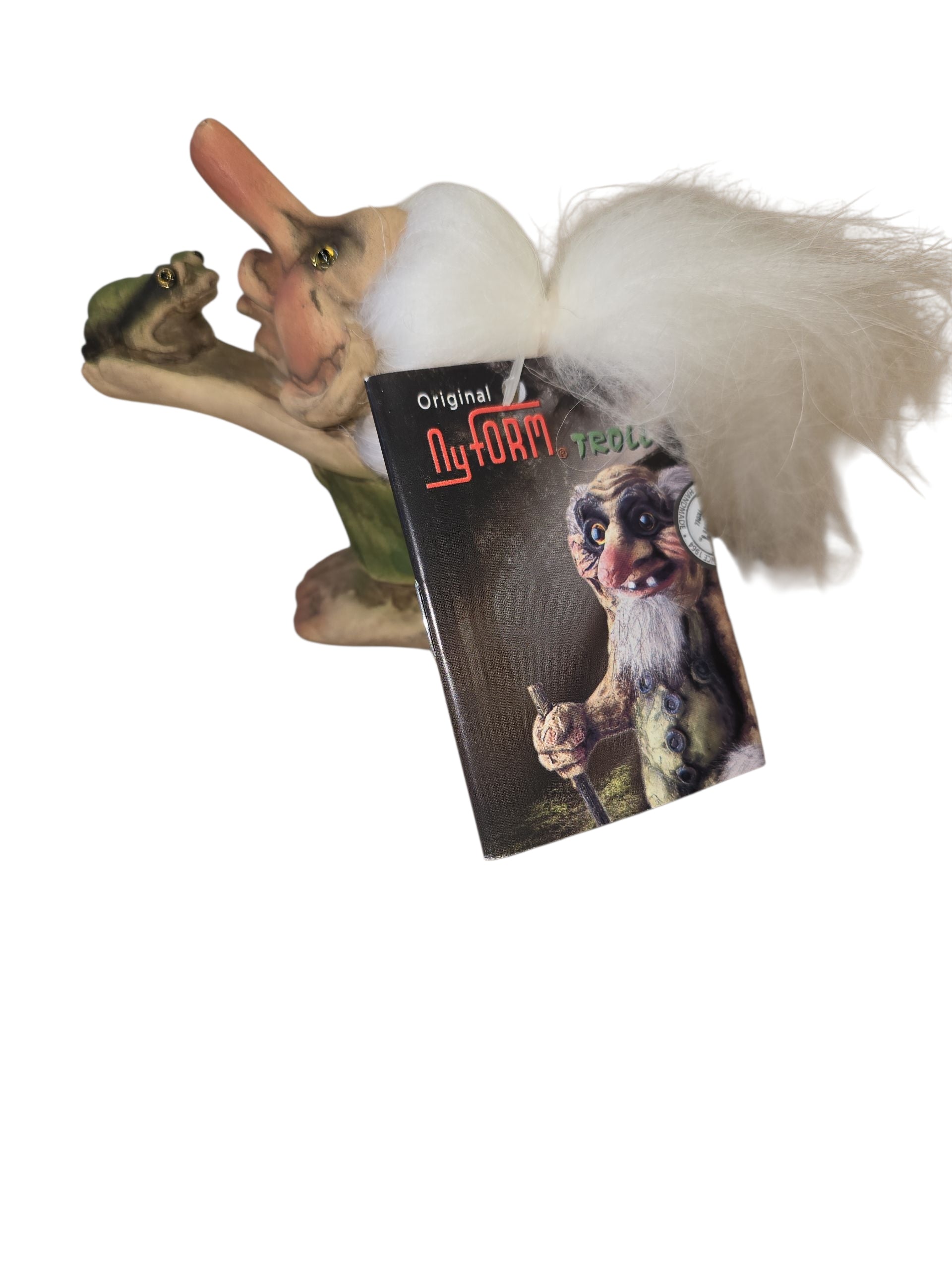 The Troll: NyForm - Girl Troll Kissing Frog features a troll figurine with white hair kissing a frog, and includes an "Original NyForm Troll" tag—making it a unique Norwegian-designed collector's item.