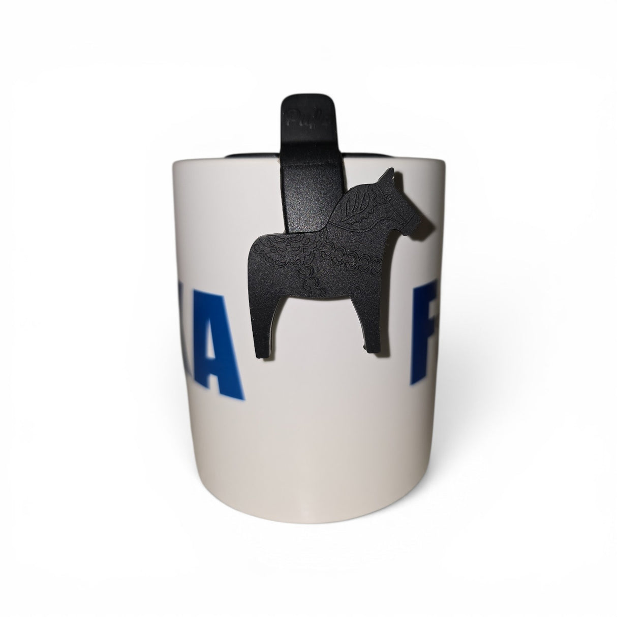 Tea Strainer: "Tesil" Tea Strainer Black with Swedish Dala Horse Cup Rest Silicone Made in Sweden