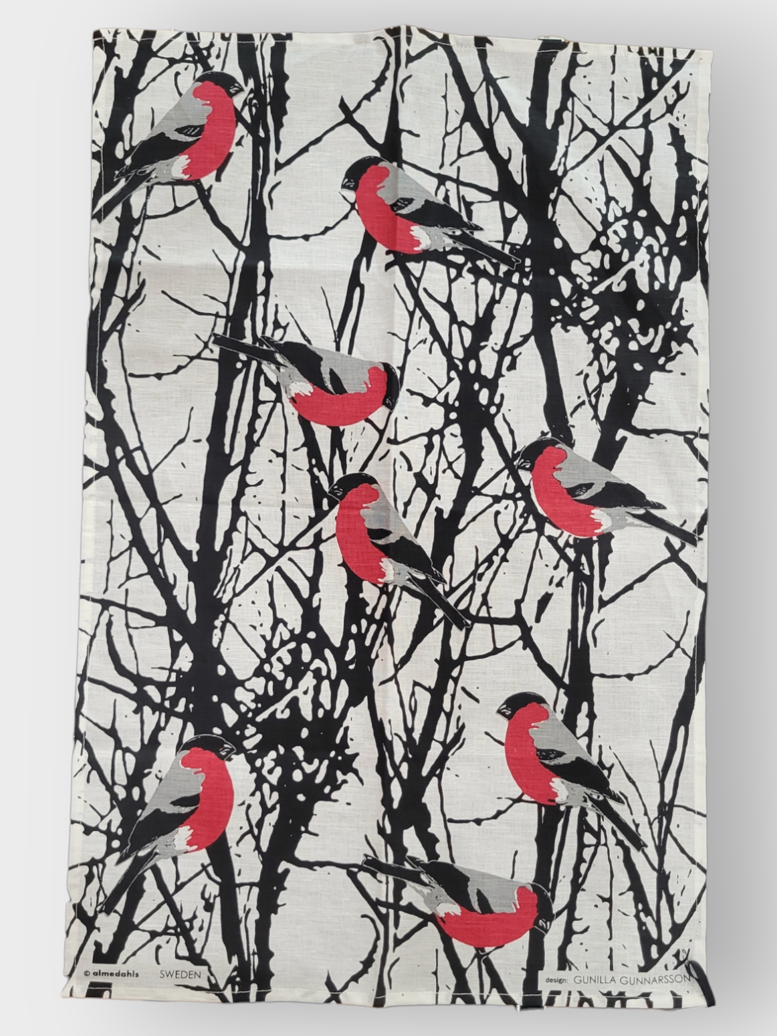 Tea Towel: Red Cardinal Bird Birch