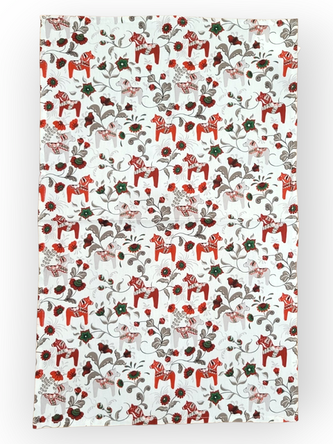 Tea Towel: Leksand Mini White/Red Dala Horse