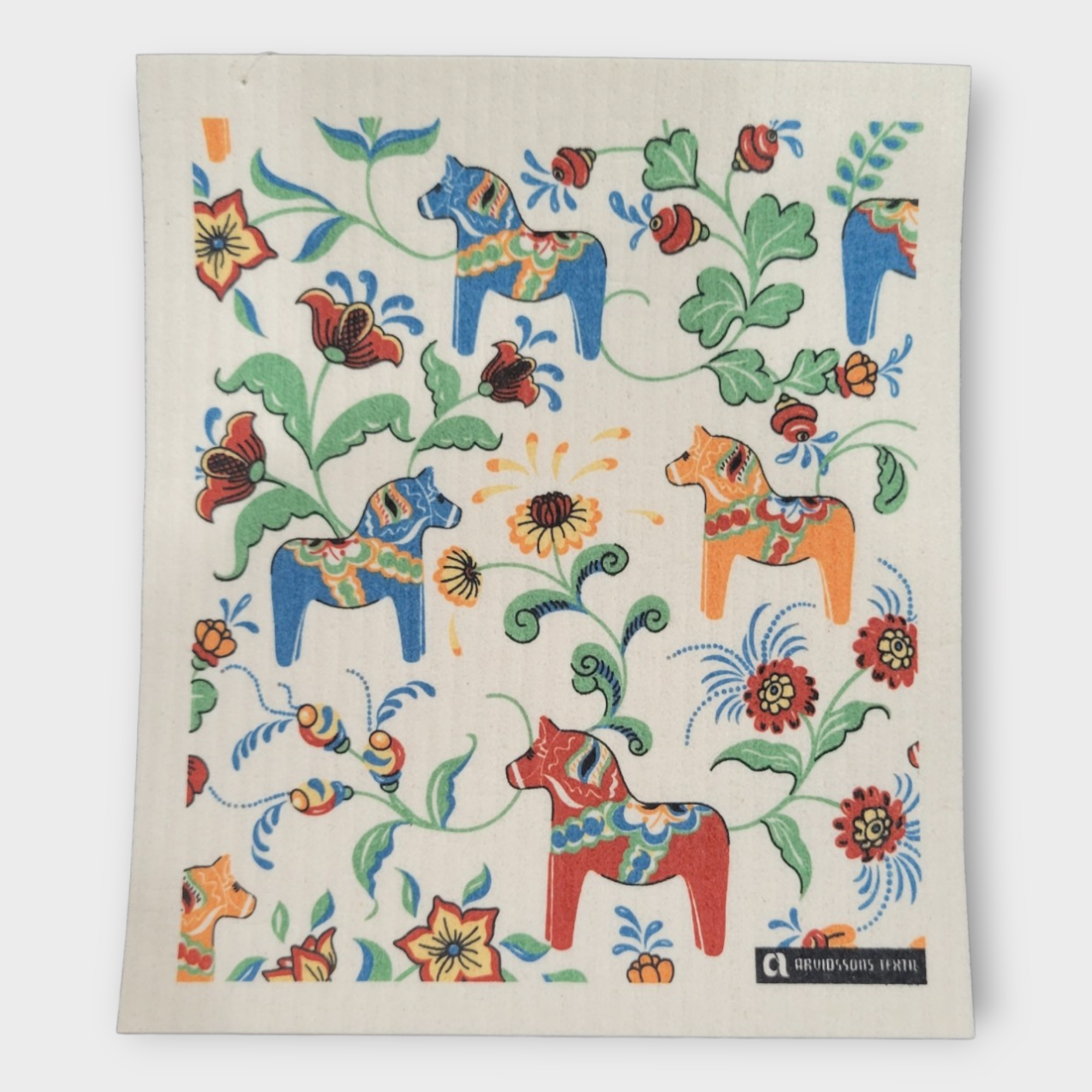 Dish Cloth: Leksands Mini Dala Horses