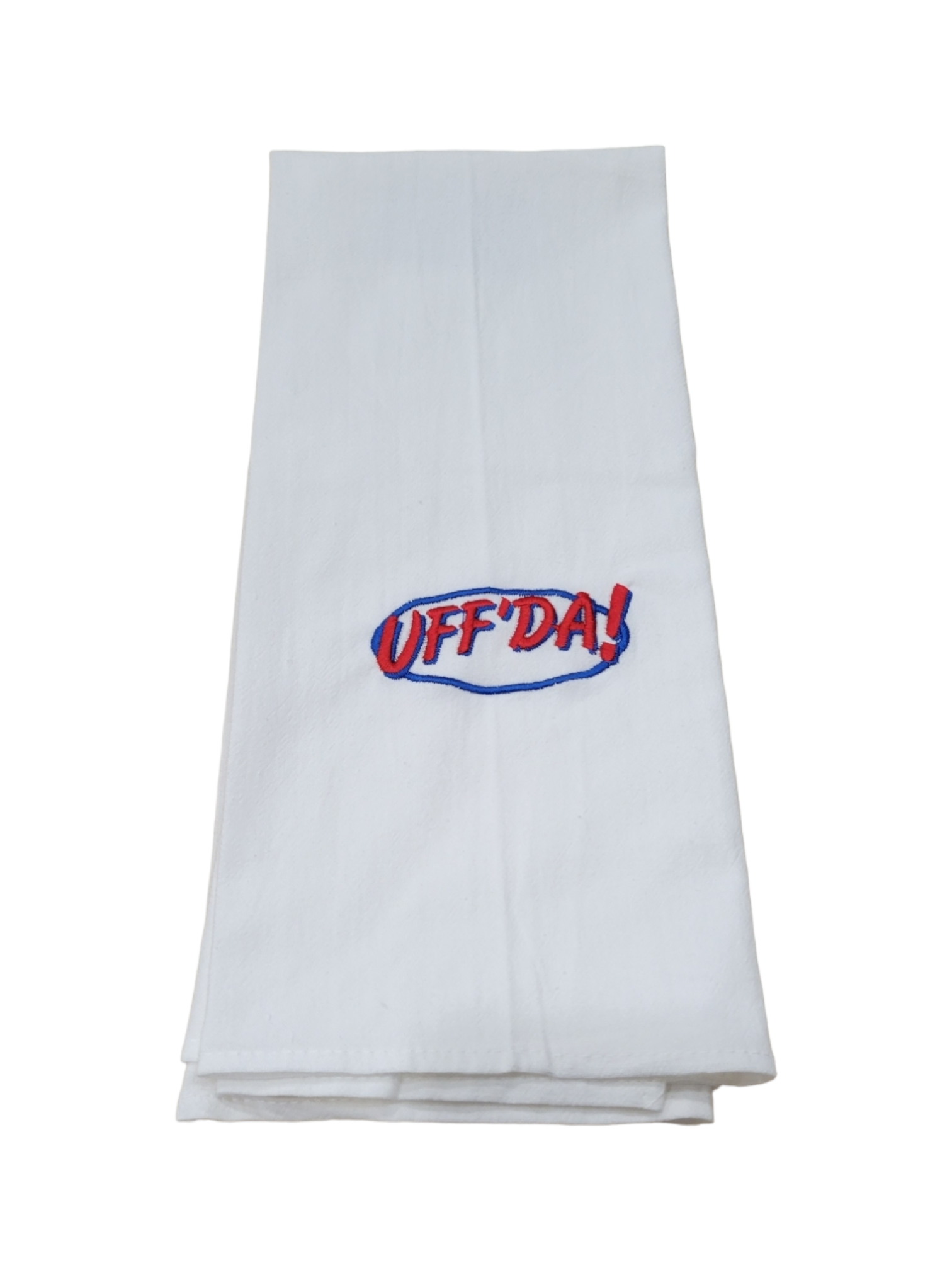 Tea Towel: Uffda Embroidered