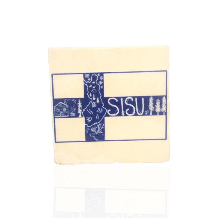 Coaster: SISU Finnish Flag Travertine