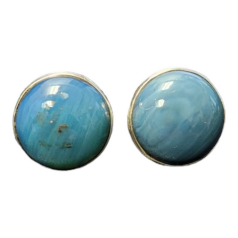 Earrings: Plain Round Studs Swedish Blue