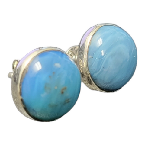 Earrings: Plain Round Studs Swedish Blue