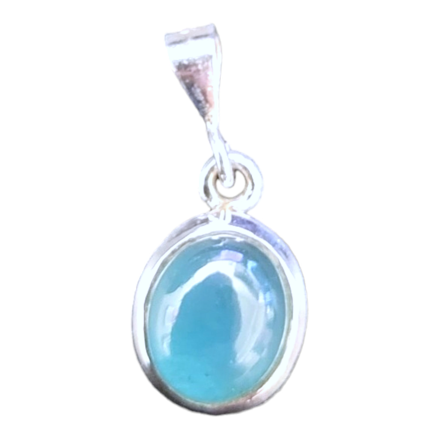 Necklace: Plain Oval Pendant, Small - Swedish Blue