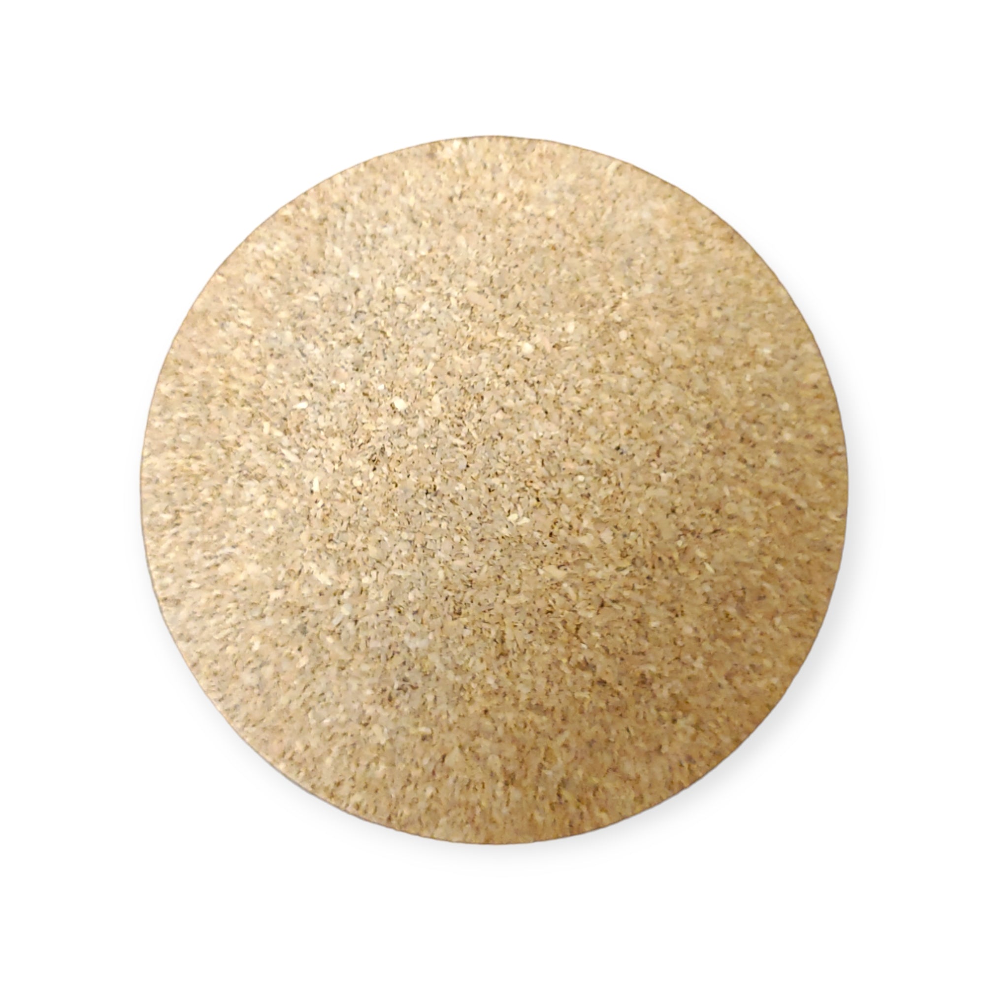A round, light brown coaster from the Glassbrikker 6 pack brings a touch of julestemning against a plain white background.