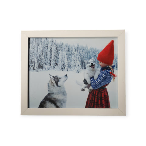 Art: Anja with Puppy & Dog - Puppies Wish Book White Frame