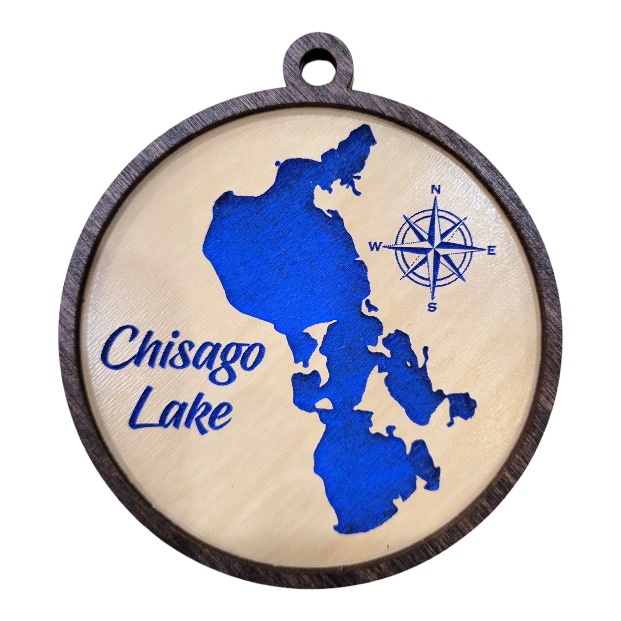 Ornament: Chisago Lake - Round Etched Wood