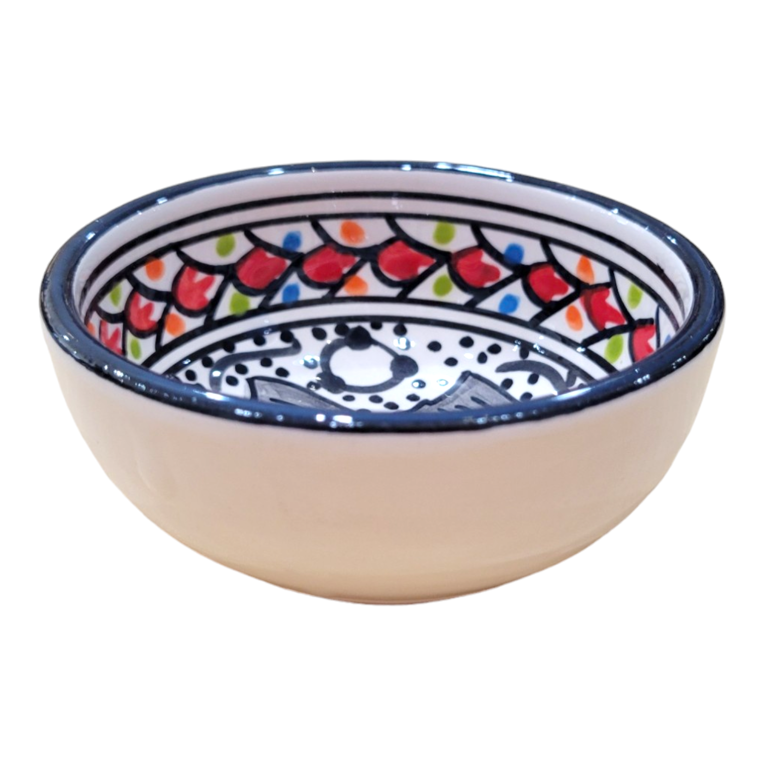 Bowl: Small Round Dipping Bowl Handmade & Hand Painted, Design 2