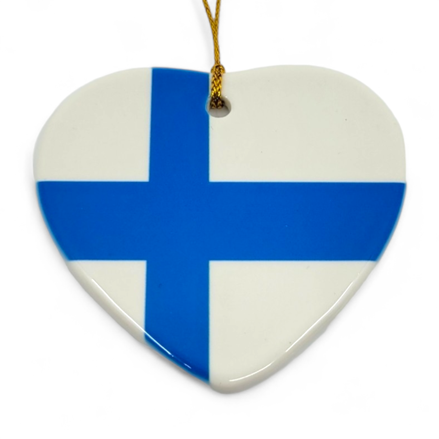 Ornament: 3" Heart Shaped Finland Flag