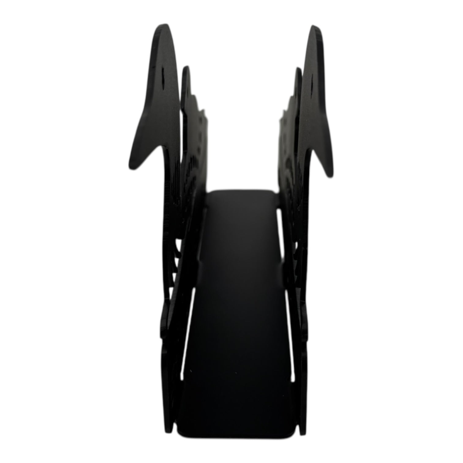 Black metal napkin holder with mama and baby loon design, viewed from the front, upright on both sides with a flat base—perfect for adding cabin charm to your table alongside other Lake Life décor, shown against a white background.