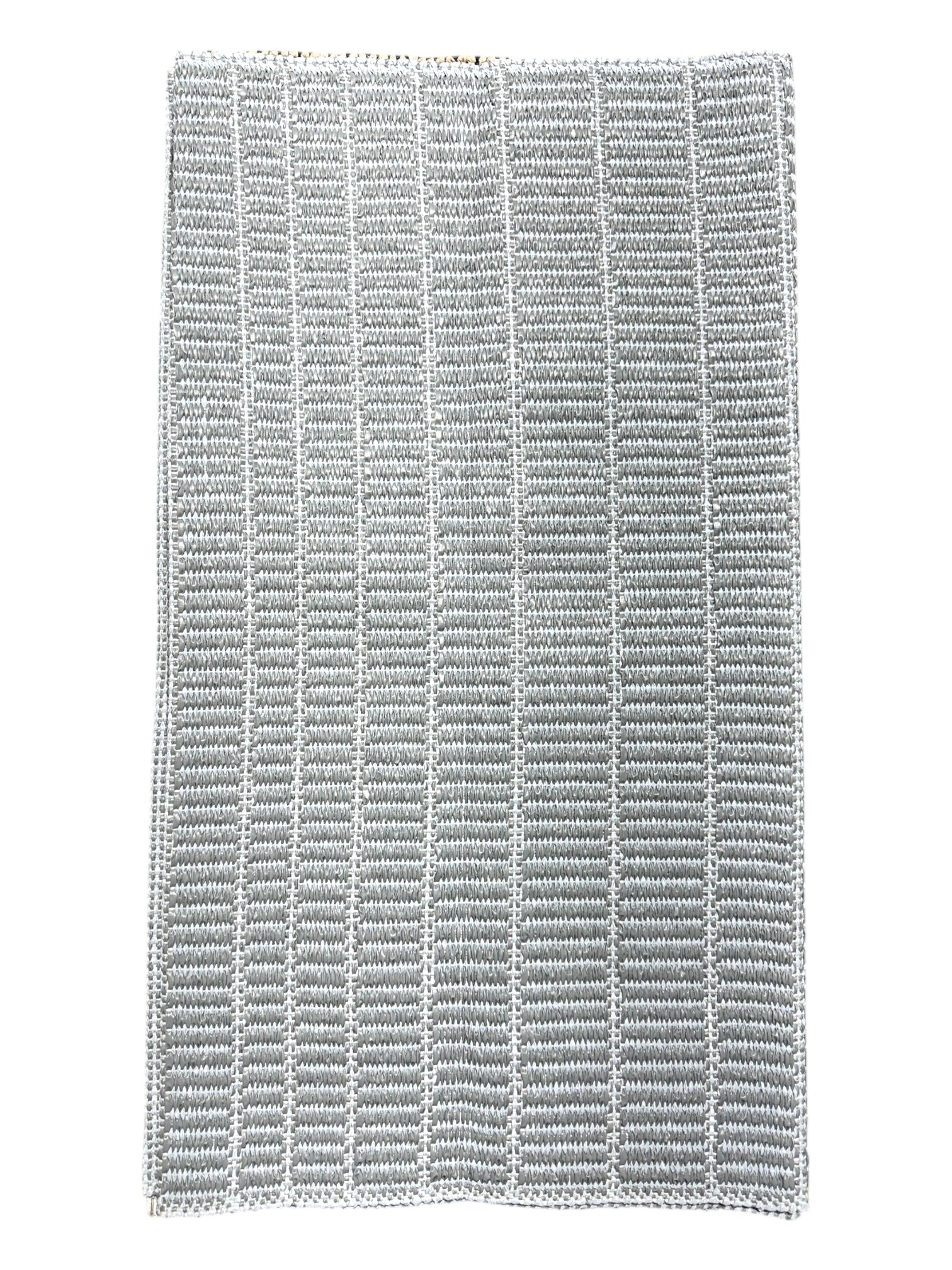 The Vinyl Rug: Horredsmattan - Mai (28 x 60) is a gray rectangular mat with parallel vertical stitched lines, made from durable woven vinyl and shown on a white background.