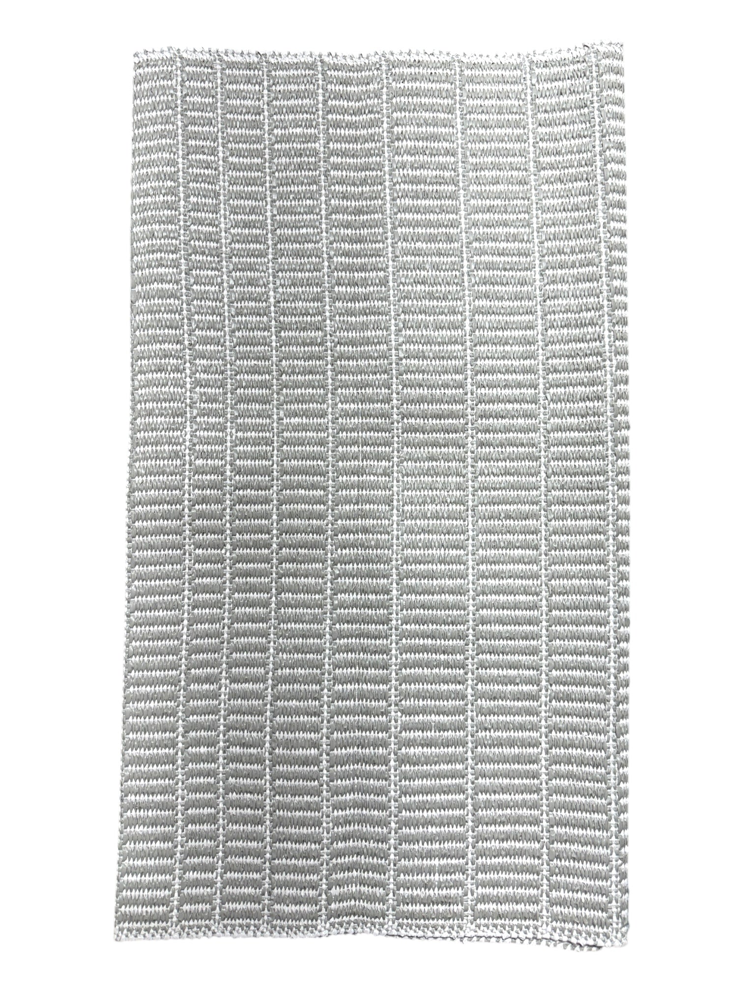 The Vinyl Rug: Horredsmattan - Mai (28 x 60) features light gray, textured woven vinyl with evenly spaced vertical stitched lines across its surface.