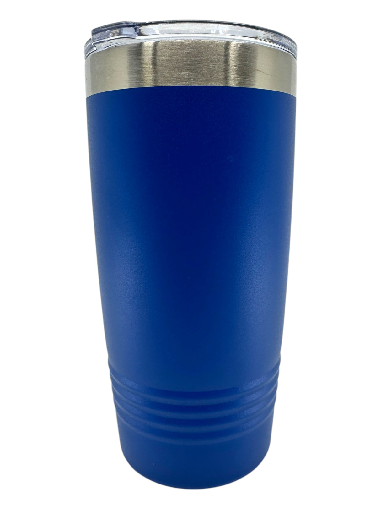 The Lindstrom Coffee Pot Water Tower on Blue 20 oz stainless steel Polar Camel tumbler features a travel-friendly design and a slide shut clear plastic lid, shown against a white background.