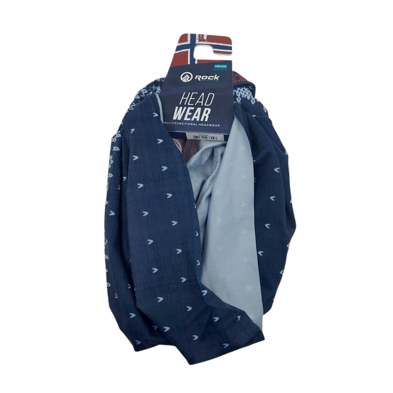 Introducing the versatile Marius Design Neck Warmer/Head Wear by Rock in striking navy and red. This essential accessory doubles as a wind-resistant neck warmer, perfect for your outdoor gear collection.