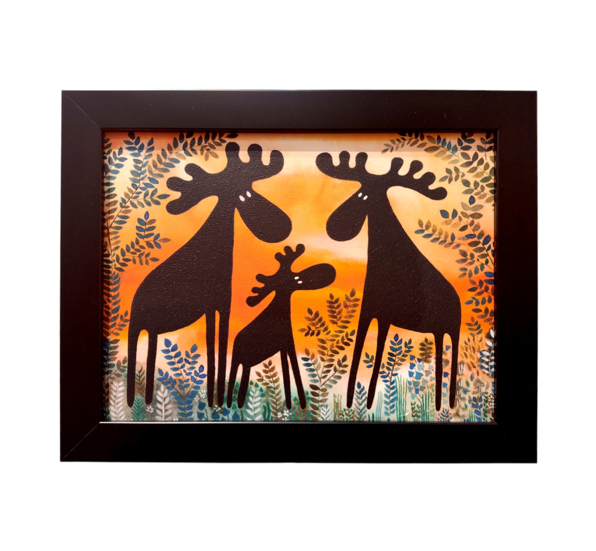 Artwork: Three Moose Evening Sunset Acrylic (11x14 framed)