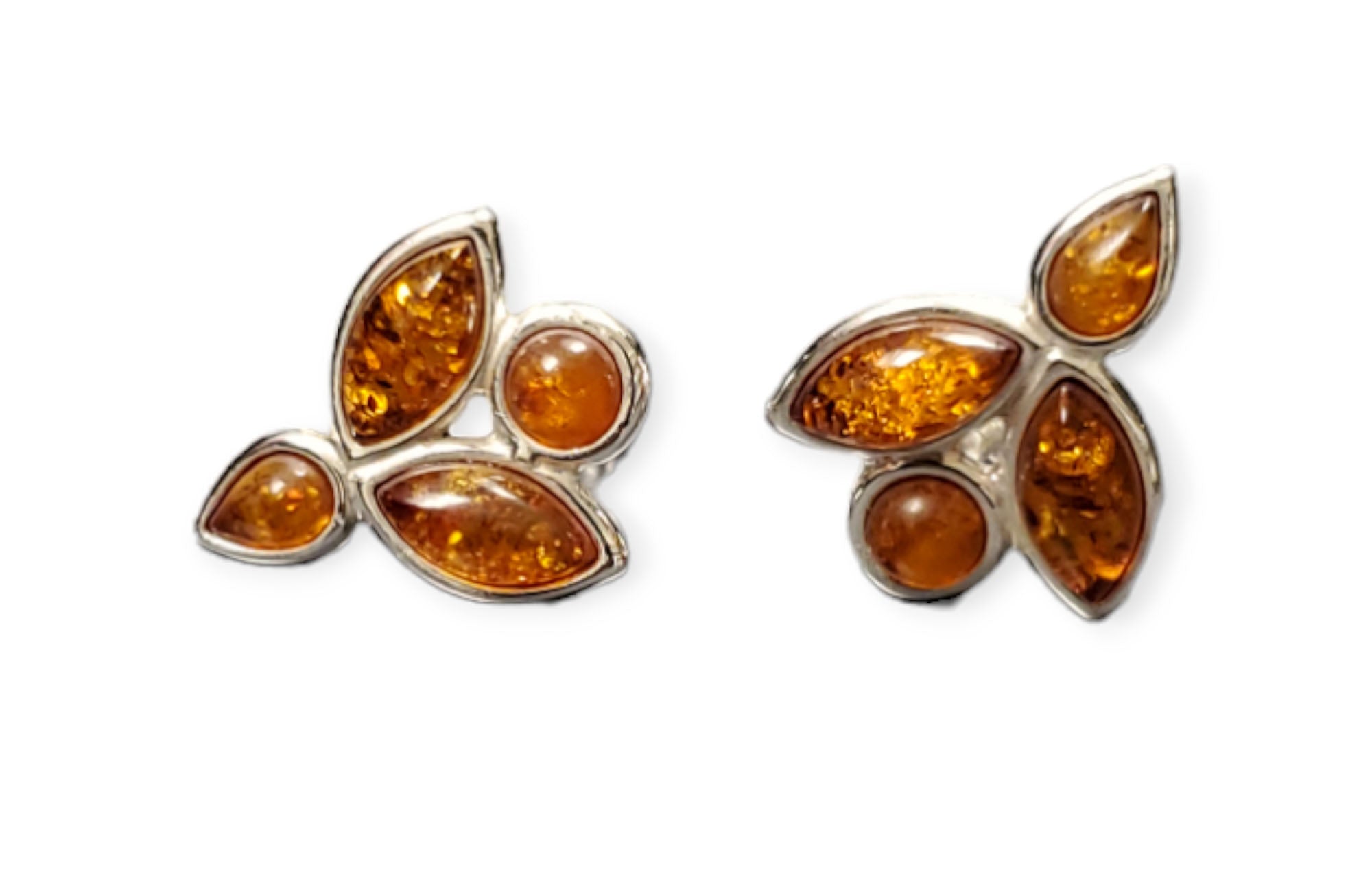 Earrings: Amber Modern Leaf in Silver